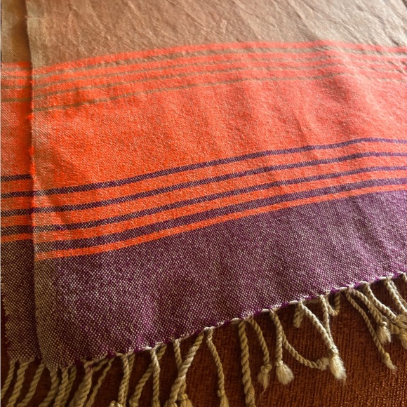 NWOT LemLem orange and tan Scarf Gauze Fringe (missing tag) - Picture 2 of 9